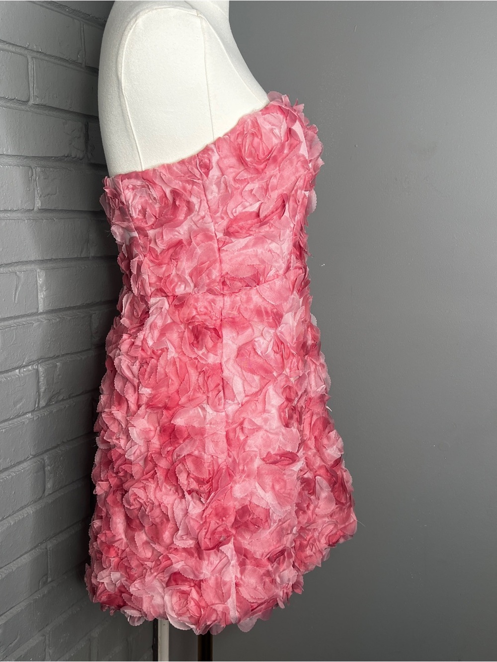 Selfie Leslie Strapless Rose-Embellished Pink Mini Dress - Picture 7 of 16